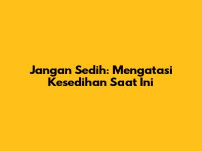 Jangan Sedih: Mengatasi Kesedihan Saat Ini