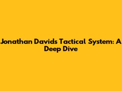 Jonathan David's Tactical System: A Deep Dive