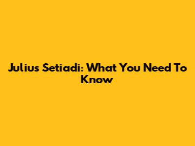Julius Setiadi: What You Need To Know