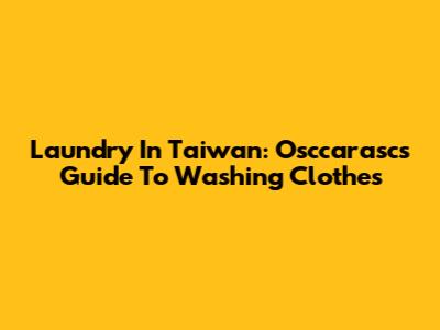 Laundry In Taiwan: Osccarasc's Guide To Washing Clothes