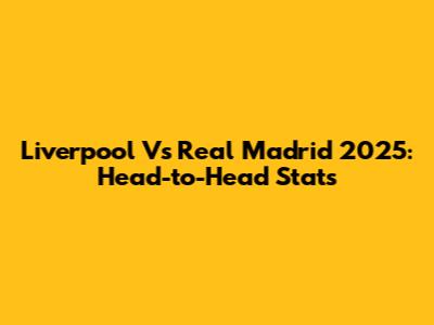 Liverpool Vs Real Madrid 2025: Head-to-Head Stats