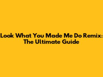 Look What You Made Me Do Remix: The Ultimate Guide