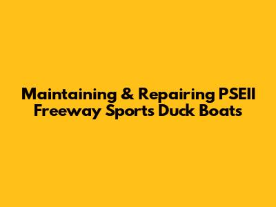 Maintaining & Repairing PSEII Freeway Sports Duck Boats