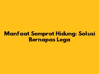 Manfaat Semprot Hidung: Solusi Bernapas Lega