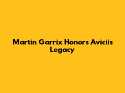 Martin Garrix Honors Avicii's Legacy
