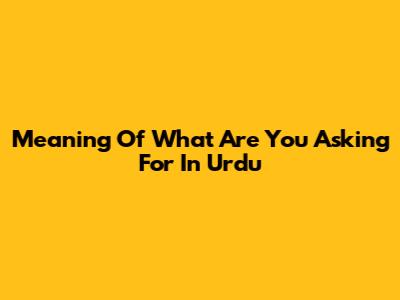 Meaning Of 'What Are You Asking For' In Urdu