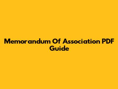 Memorandum Of Association PDF Guide