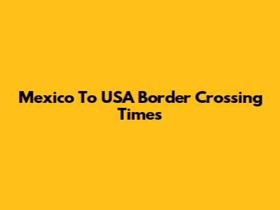 Mexico To USA Border Crossing Times