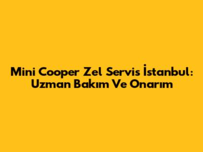 Mini Cooper Zel Servis İstanbul: Uzman Bakım Ve Onarım