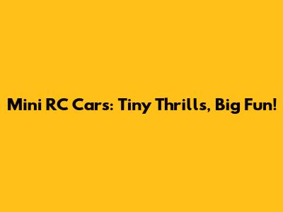 Mini RC Cars: Tiny Thrills, Big Fun!
