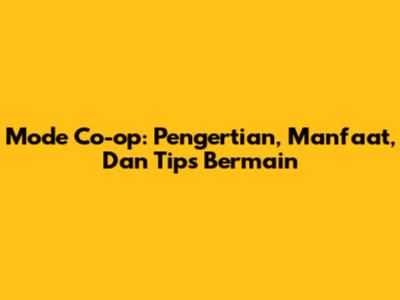 Mode Co-op: Pengertian, Manfaat, Dan Tips Bermain