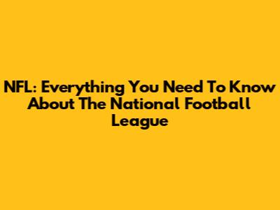 NFL: Everything You Need To Know About The National Football League