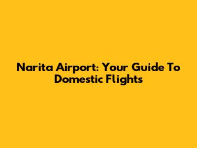 Narita Airport: Your Guide To Domestic Flights