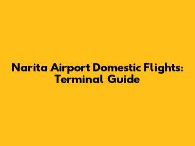 Narita Airport Domestic Flights: Terminal Guide