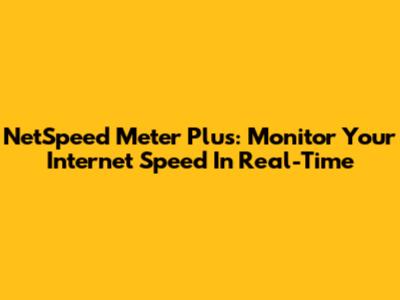 NetSpeed Meter Plus: Monitor Your Internet Speed In Real-Time