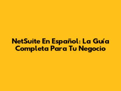 NetSuite En Español: La Guía Completa Para Tu Negocio