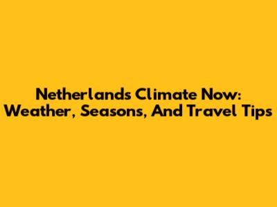 Netherlands Climate Now: Weather, Seasons, And Travel Tips