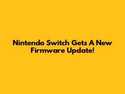 Nintendo Switch Gets A New Firmware Update!