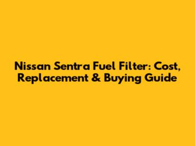 Nissan Sentra Fuel Filter: Cost, Replacement & Buying Guide