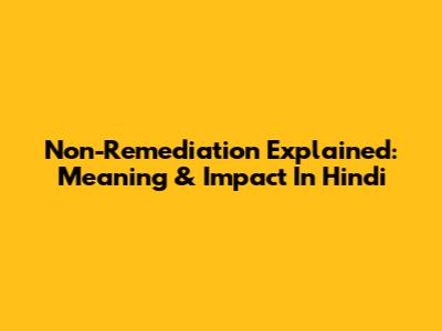 Non-Remediation Explained: Meaning & Impact In Hindi