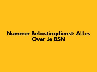 Nummer Belastingdienst: Alles Over Je BSN