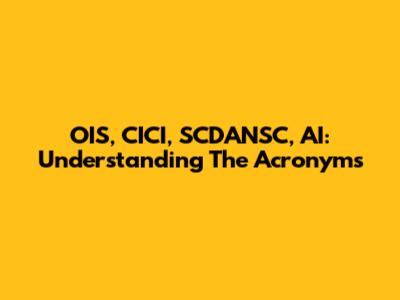 OIS, CICI, SCDANSC, AI: Understanding The Acronyms