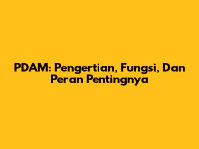 PDAM: Pengertian, Fungsi, Dan Peran Pentingnya