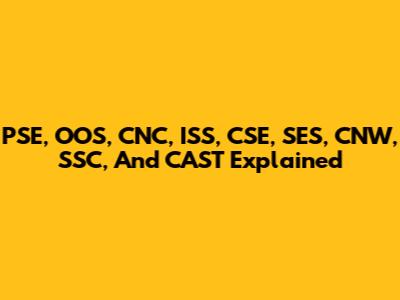 PSE, OOS, CNC, ISS, CSE, SES, CNW, SSC, And CAST Explained