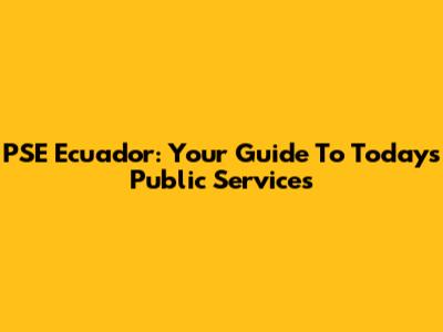 PSE Ecuador: Your Guide To Today's Public Services