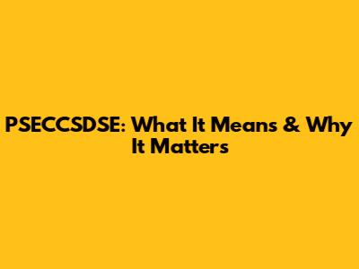 PSECCSDSE: What It Means & Why It Matters
