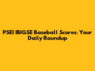 PSEI IBIGSE Baseball Scores: Your Daily Roundup