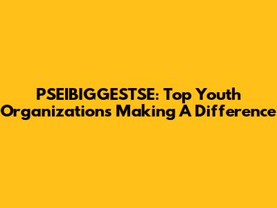 PSEIBIGGESTSE: Top Youth Organizations Making A Difference