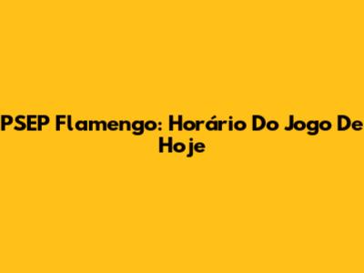 PSEP Flamengo: Horário Do Jogo De Hoje