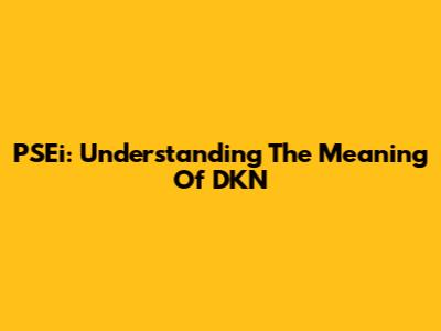 PSEi: Understanding The Meaning Of DKN