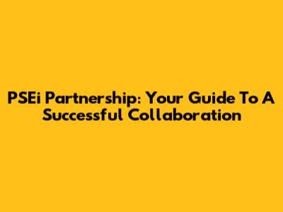 PSEi Partnership: Your Guide To A Successful Collaboration