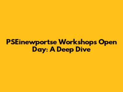 PSEinewportse Workshops Open Day: A Deep Dive