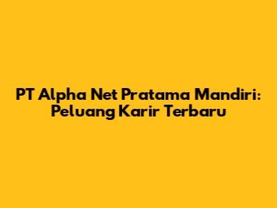 PT Alpha Net Pratama Mandiri: Peluang Karir Terbaru