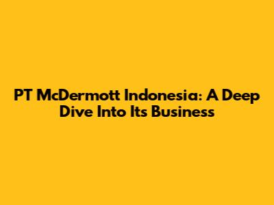 PT McDermott Indonesia: A Deep Dive Into Its Business
