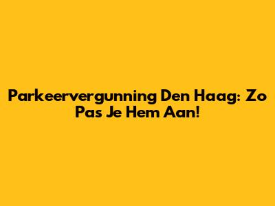 Parkeervergunning Den Haag: Zo Pas Je Hem Aan!