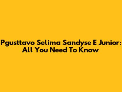 Pgusttavo Selima Sandyse E Junior: All You Need To Know
