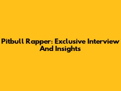 Pitbull Rapper: Exclusive Interview And Insights