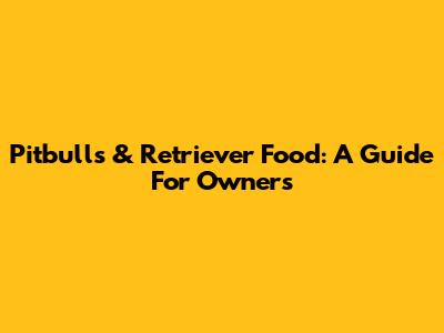 Pitbulls & Retriever Food: A Guide For Owners