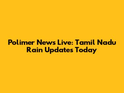Polimer News Live: Tamil Nadu Rain Updates Today