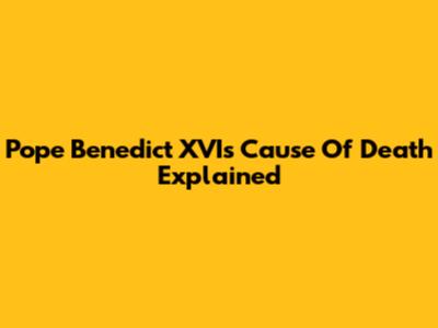 Pope Benedict XVI's Cause Of Death Explained