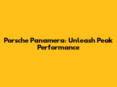 Porsche Panamera: Unleash Peak Performance
