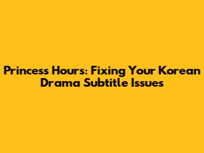 Princess Hours: Fixing Your Korean Drama Subtitle Issues