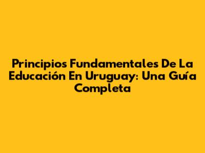 Principios Fundamentales De La Educación En Uruguay: Una Guía Completa
