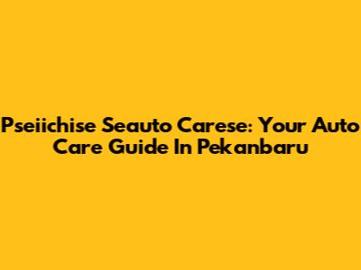 Pseiichise Seauto Carese: Your Auto Care Guide In Pekanbaru