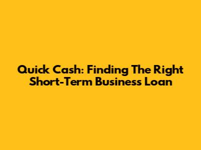 Quick Cash: Finding The Right Short-Term Business Loan