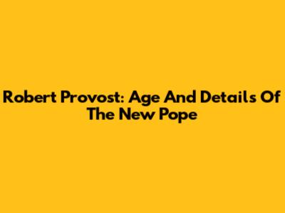 Robert Provost: Age And Details Of The New Pope